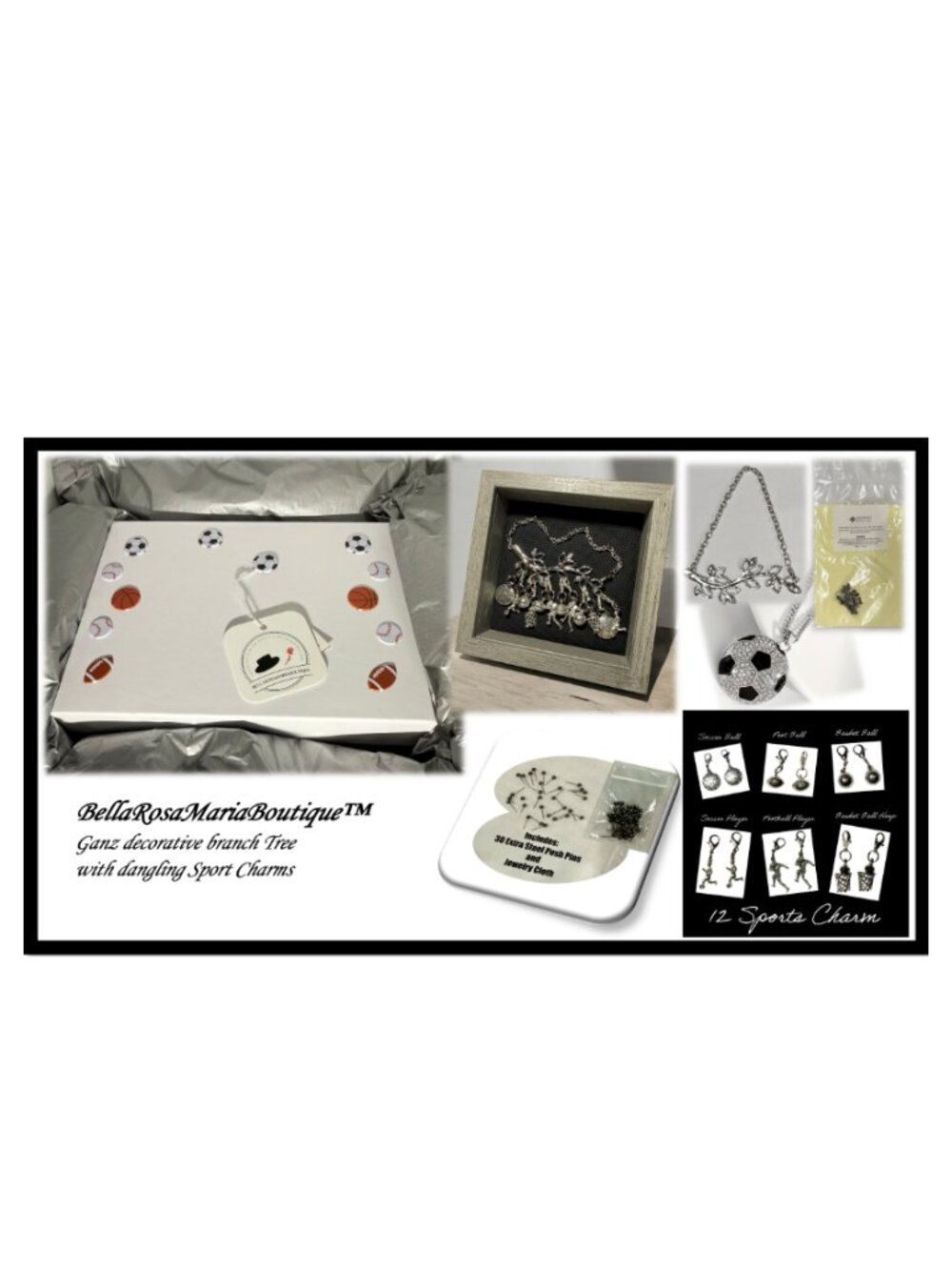 BellaRosaMariaBoutique™ - “Handmade Exclusive” Sports Charm Décor Shadow Box - Picture 3 of 12